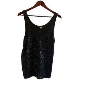 J. Crew Black Sequin Layered Tank Top Size Medium, cute, stylish, date night